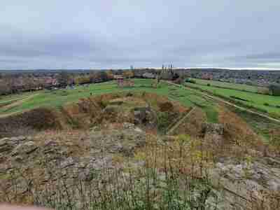 Interior of Sandal Castle, from the Motte. Supposed battlefield is to the left of this photograph. Note the relative lack of space available in which the Yorkists could have encamped within the Castles walls.